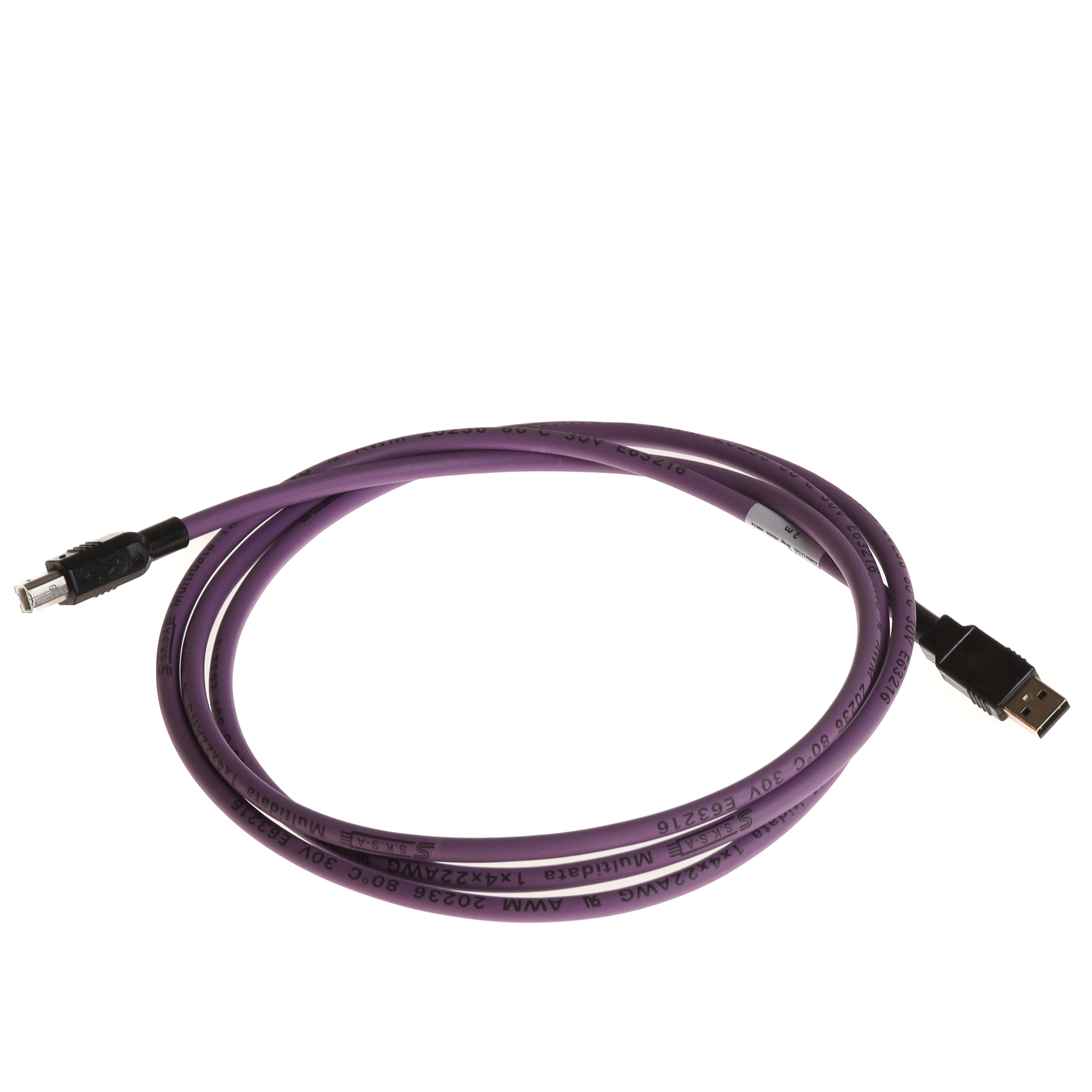 USB 2.0 PUR cable for industry + drag chains, type A to B, 2m