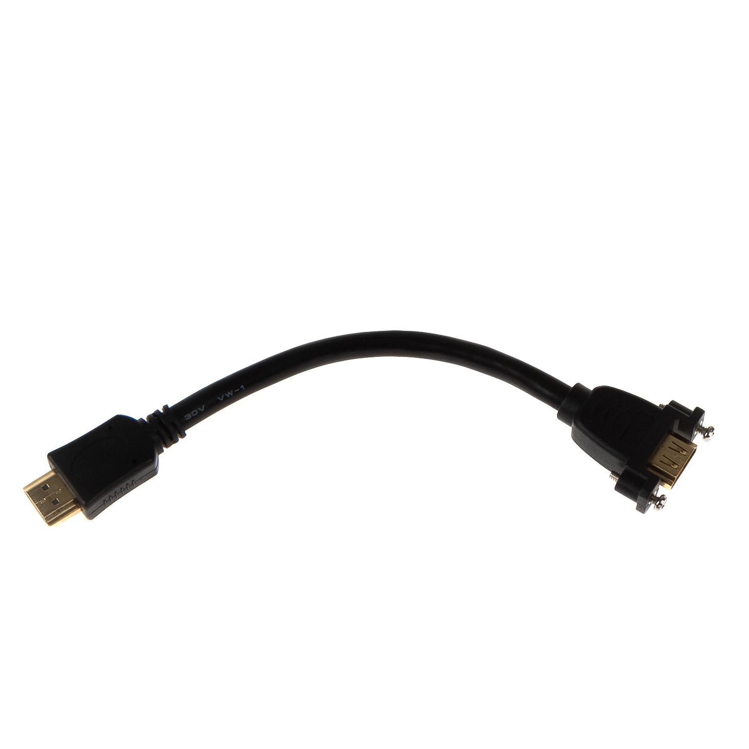 HDMI panel mounting cable, A female screwable to A male, 4K2K, 20cm