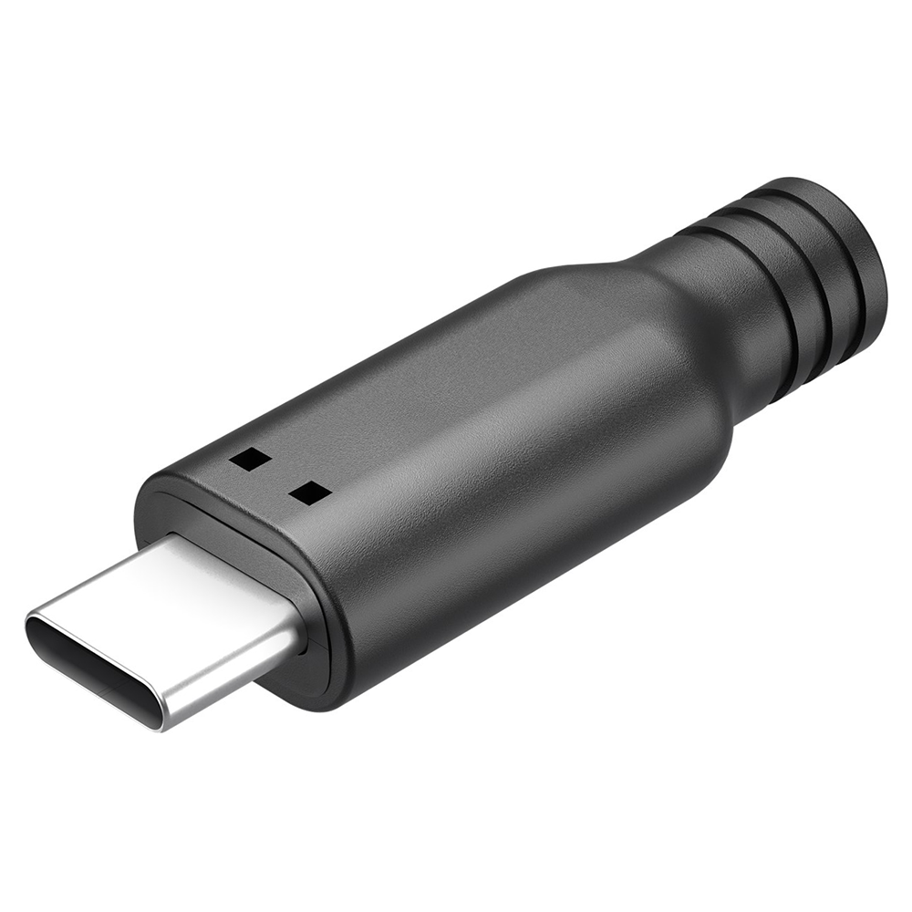 USB 2.0 plug type C male with black hood, solder type