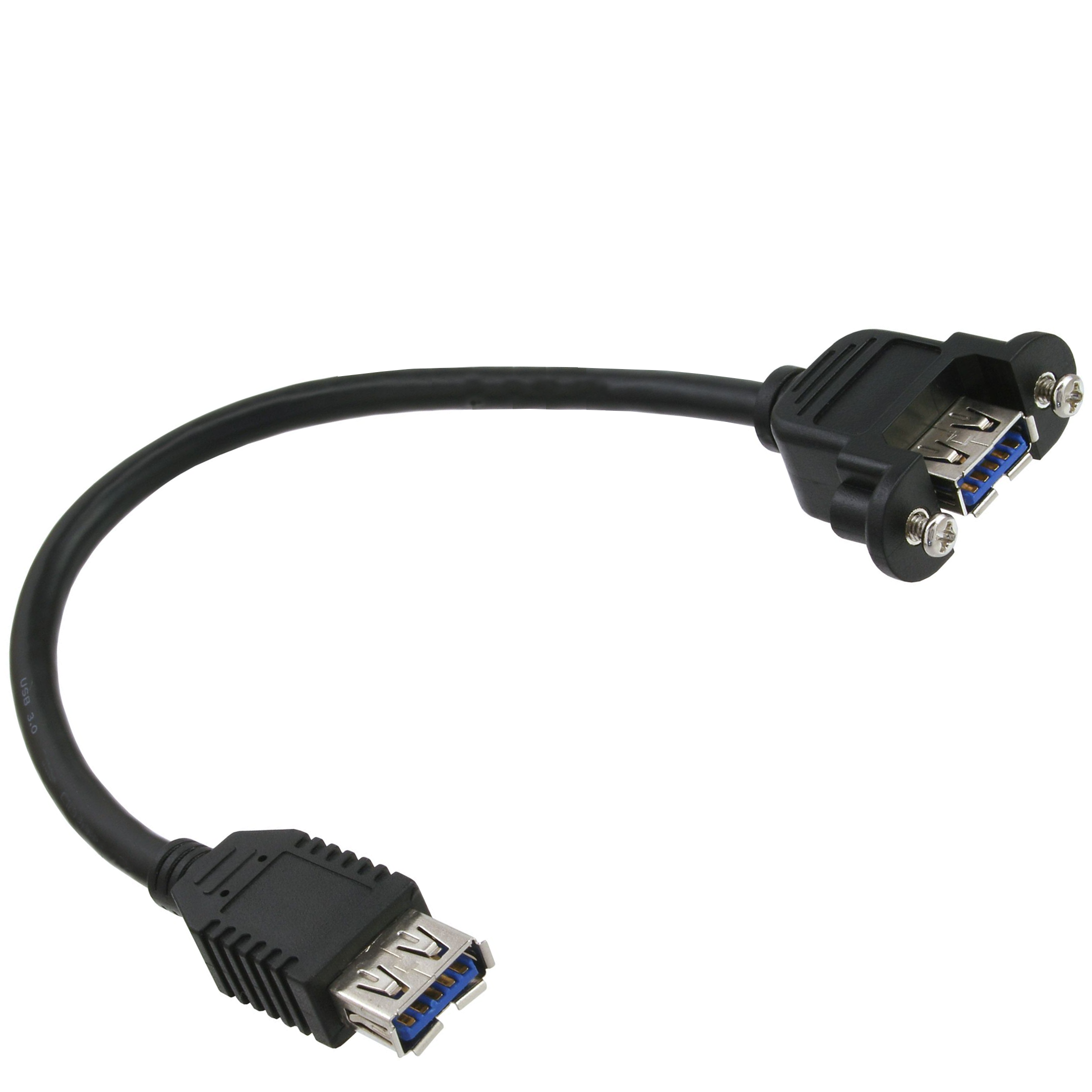 USB 3.0 Panel Mount Cable, A female with screws to A female, UL, 25cm