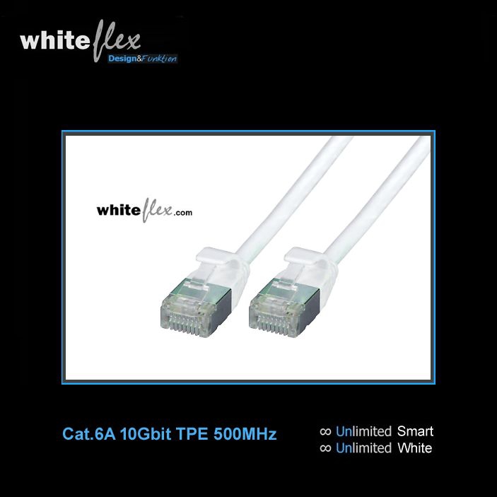 WHITEFLEX Cat.6A patch cable TPE white + flexible 50cm