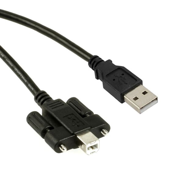 USB 2.0 cable, plug B with screws to plug A without screws, 2m