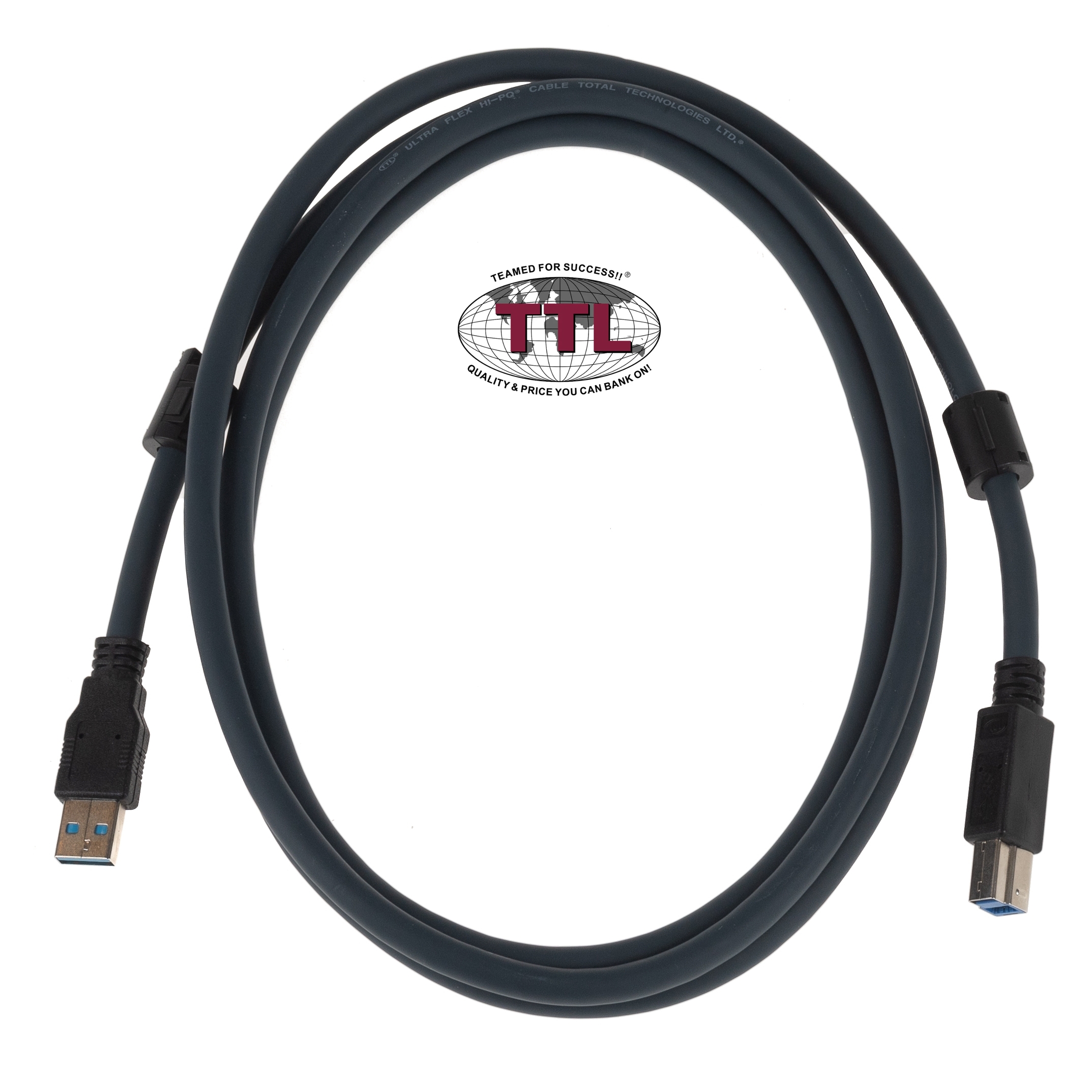 Flexible USB 3.0 cable quality PREMIUM+ with 2 ferrite cores INDUSTRIAL VERSION 2m