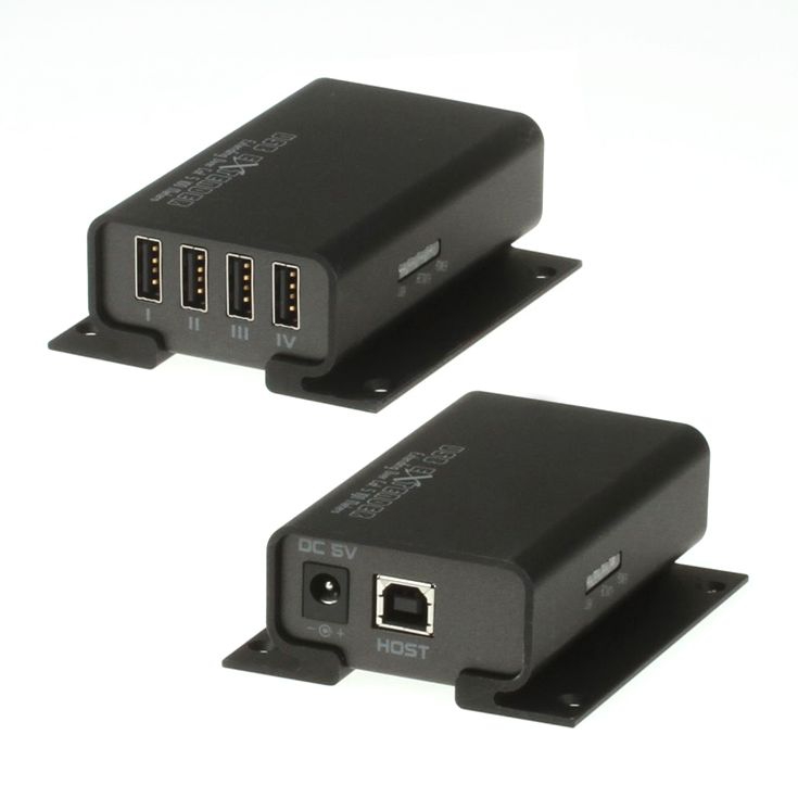 USB 2.0 extender set with 4 port USB HUB max. 100m