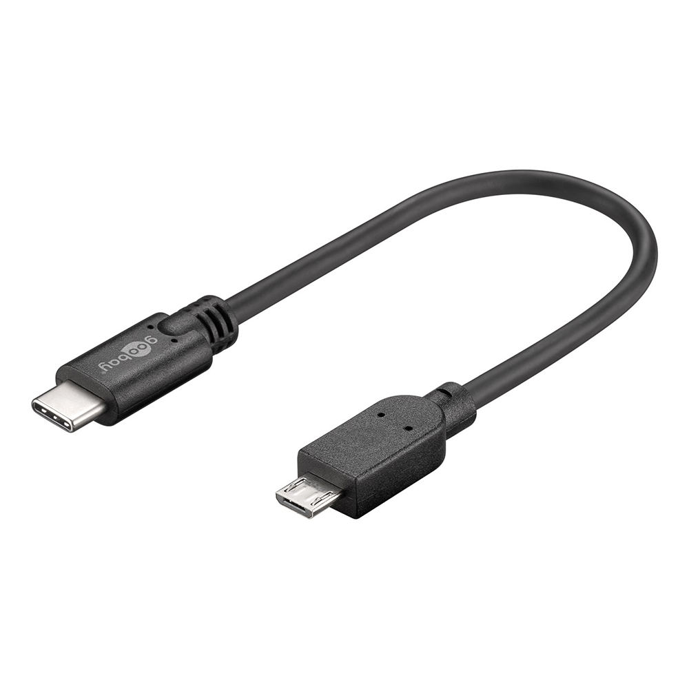 Short USB cable Type-C™ male to Micro B male 20cm
