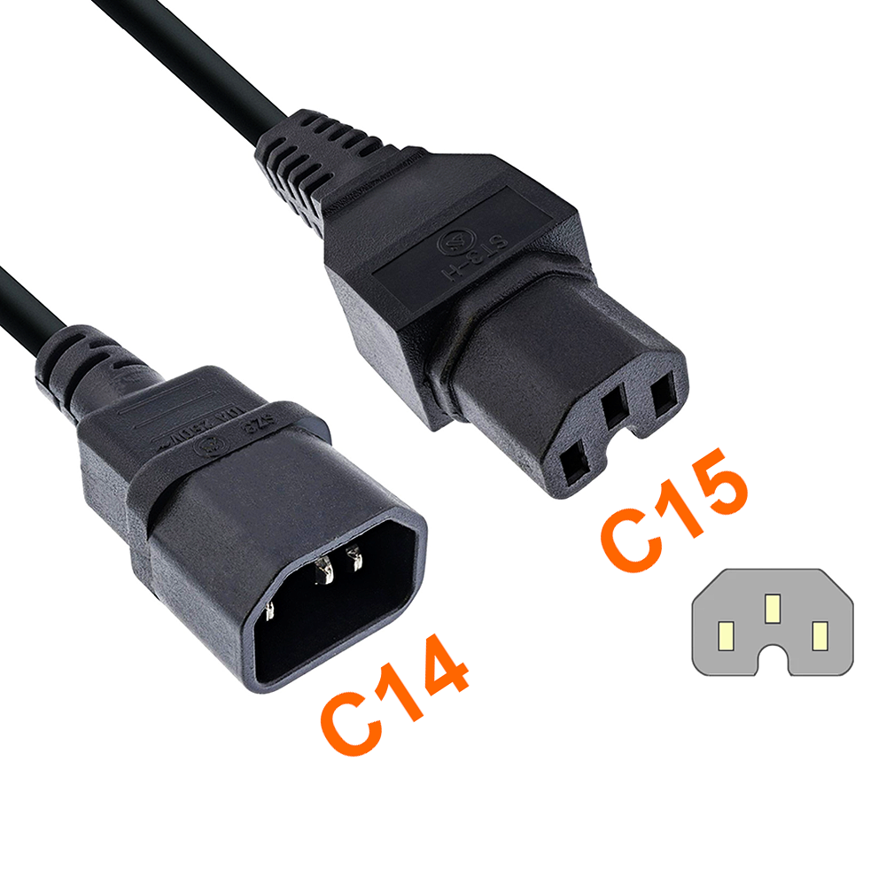 Power cable extention, hot condition conn. C15 to C14. 50cm
