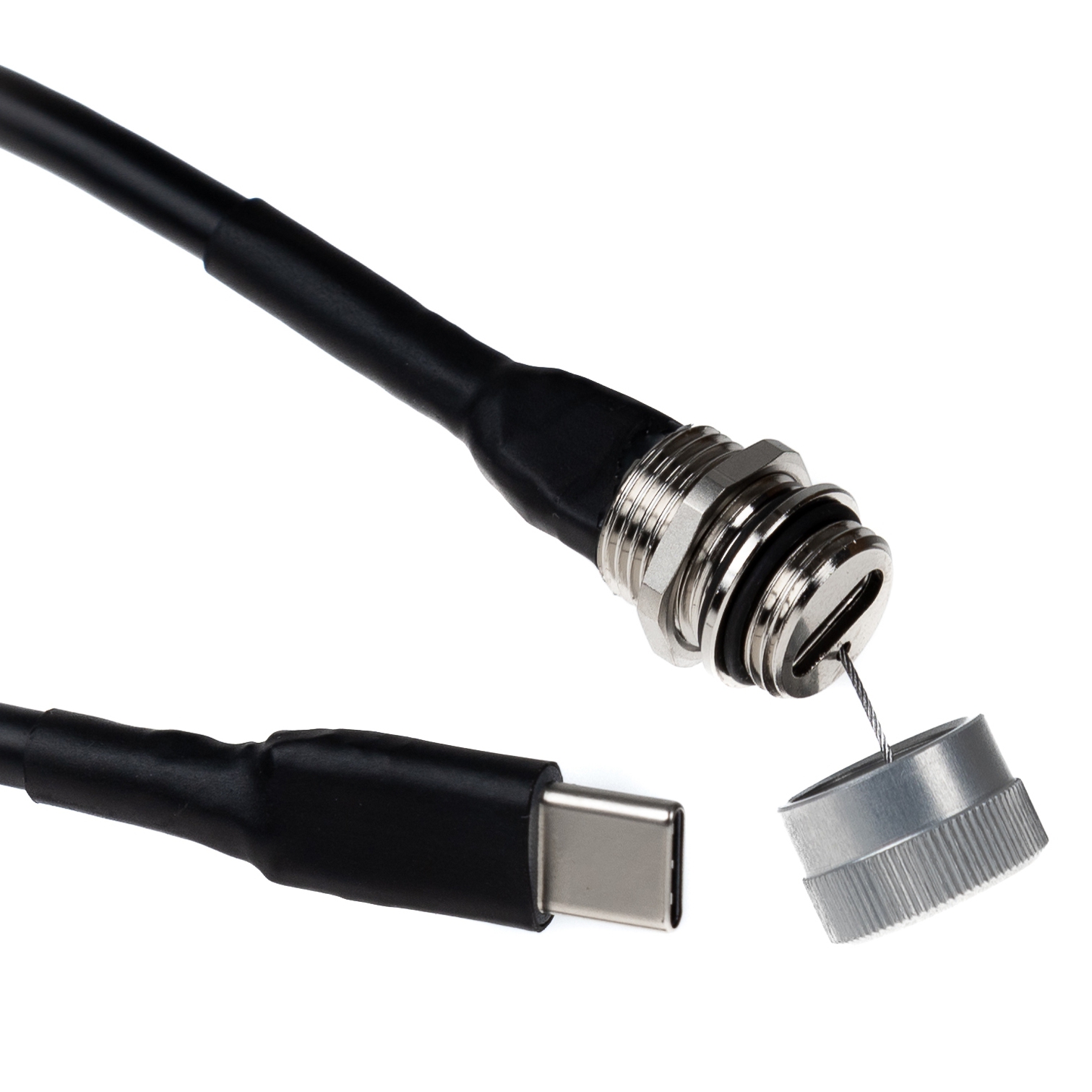 USB Type-C™ panel mount cable 50cm, M12, C female to C male, IP67