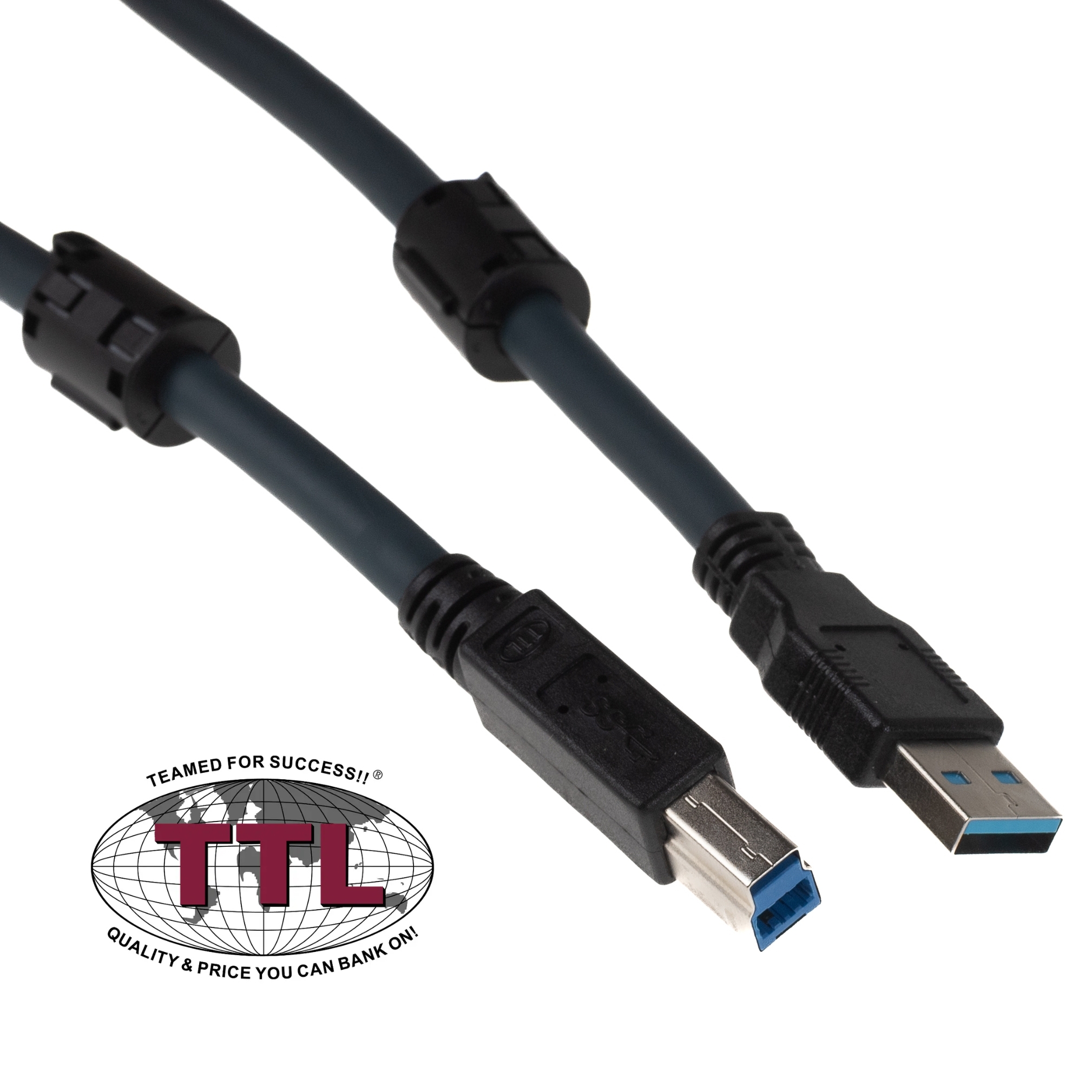 Flexible USB 3.0 cable quality PREMIUM+ with 2 ferrite cores INDUSTRIAL VERSION 50cm