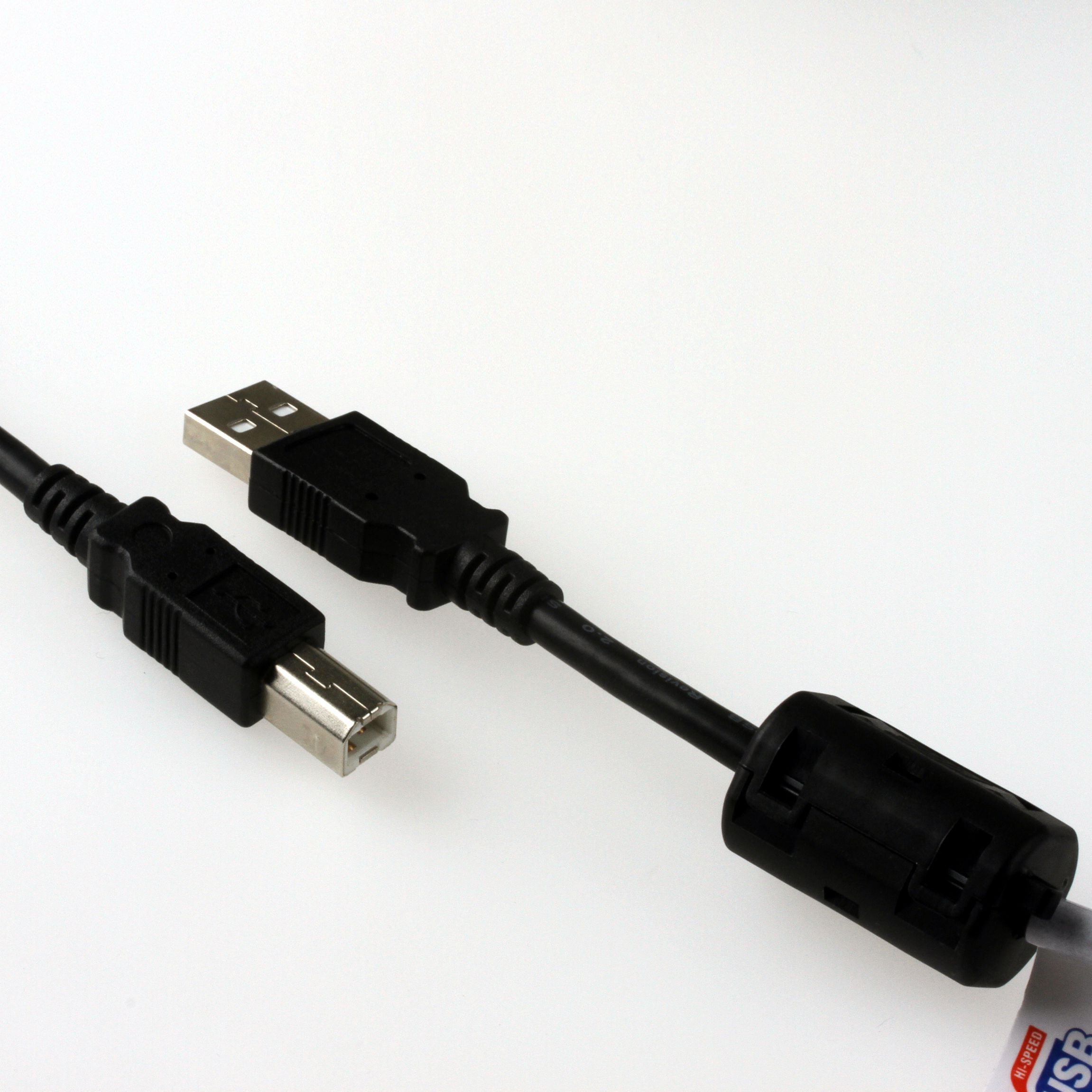 USB 2.0 cable AB with thicker power lines, PREMIUM+ with ferrit core, 5m