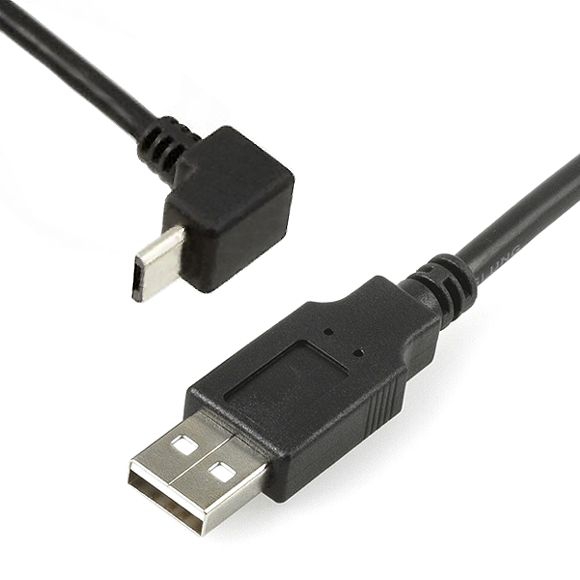 Angled MICRO USB cable: A male to Micro B 90° ANGLED DOWN 50cm