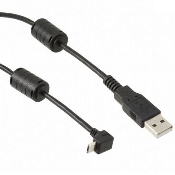 Angled MICRO USB cable: A male to Micro B 90° ANGLED DOWN 2x ferrite 50cm