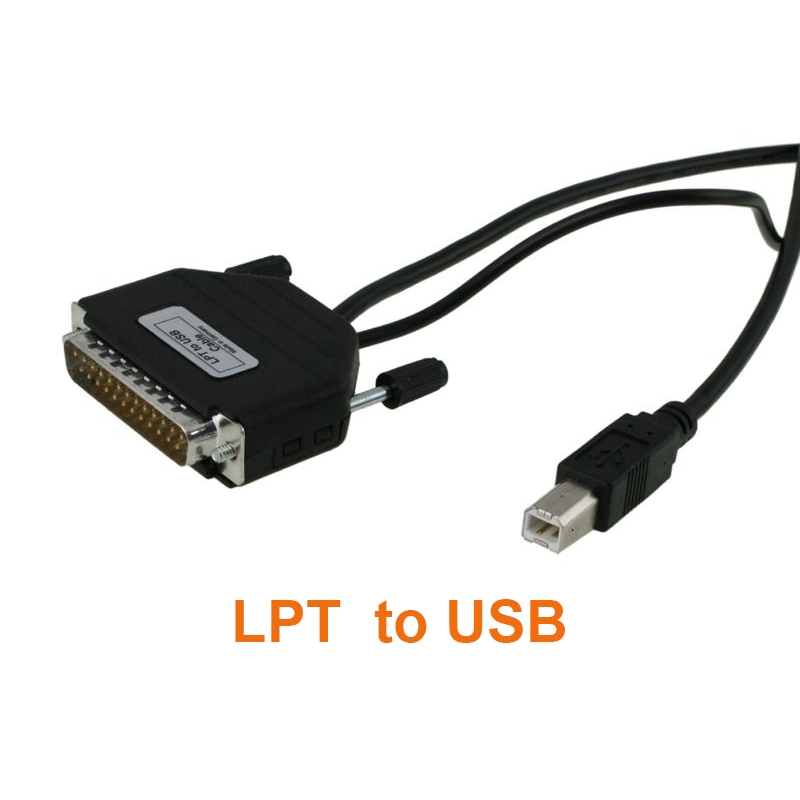 Parallel to USB Reverse Adapter: DB25 male to USB B male, LPT2USB, international version