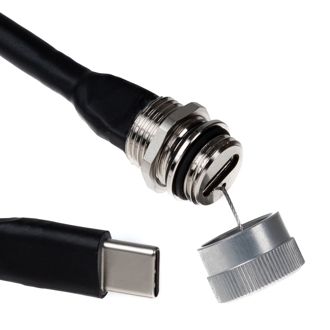 USB Type-C™ panel mount cable 1m, M12, C female to C male, IP67