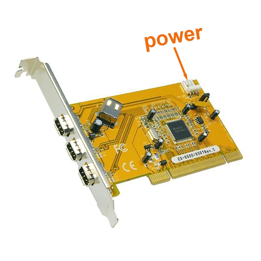 PCI card Firewire 400 with Texas Instruments chip 3+1 ports
