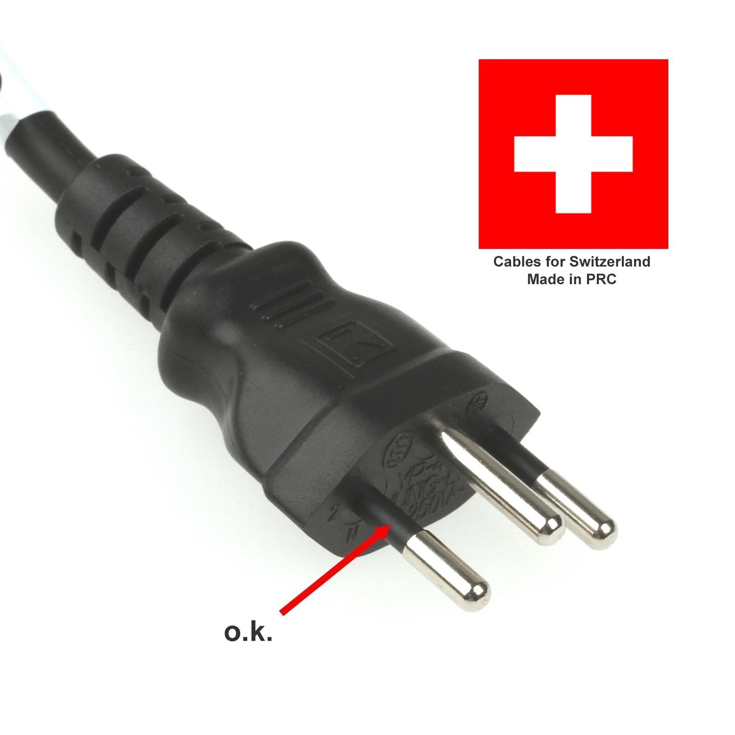 Power cord Power cable SWISS SWITZERLAND 50cm
