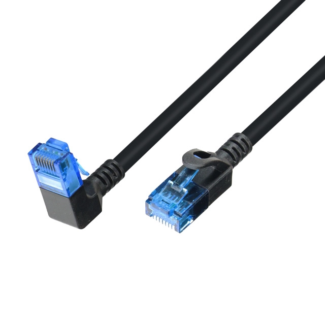 Cat.6A network cable 1x RJ45 angled UP, 1m