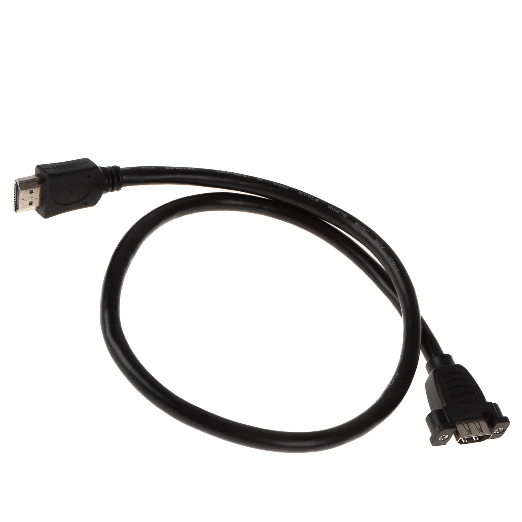 HDMI panel mounting cable, A female screwable to A male, 4K2K, 60cm