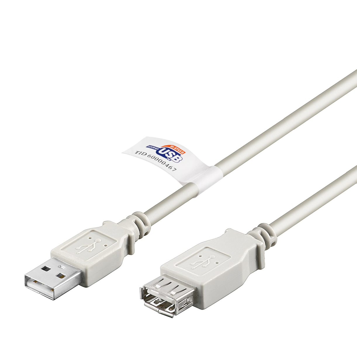 USB 2.0 extension cable AWG28-1P AWG24-2C grey certified 180cm