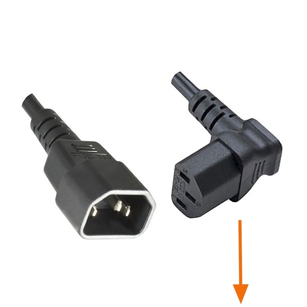 Power cord extension cable C13 angled to C14, 30cm