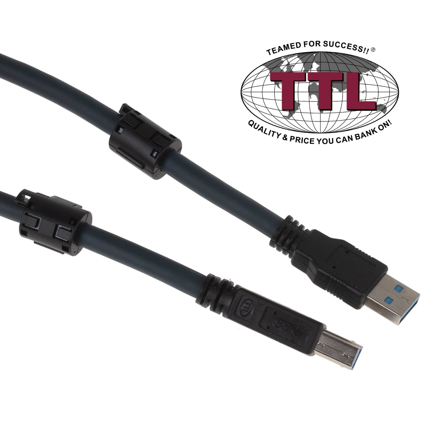 Flexible USB 3.0 cable quality PREMIUM+ with 2 ferrite cores INDUSTRIAL VERSION 2m