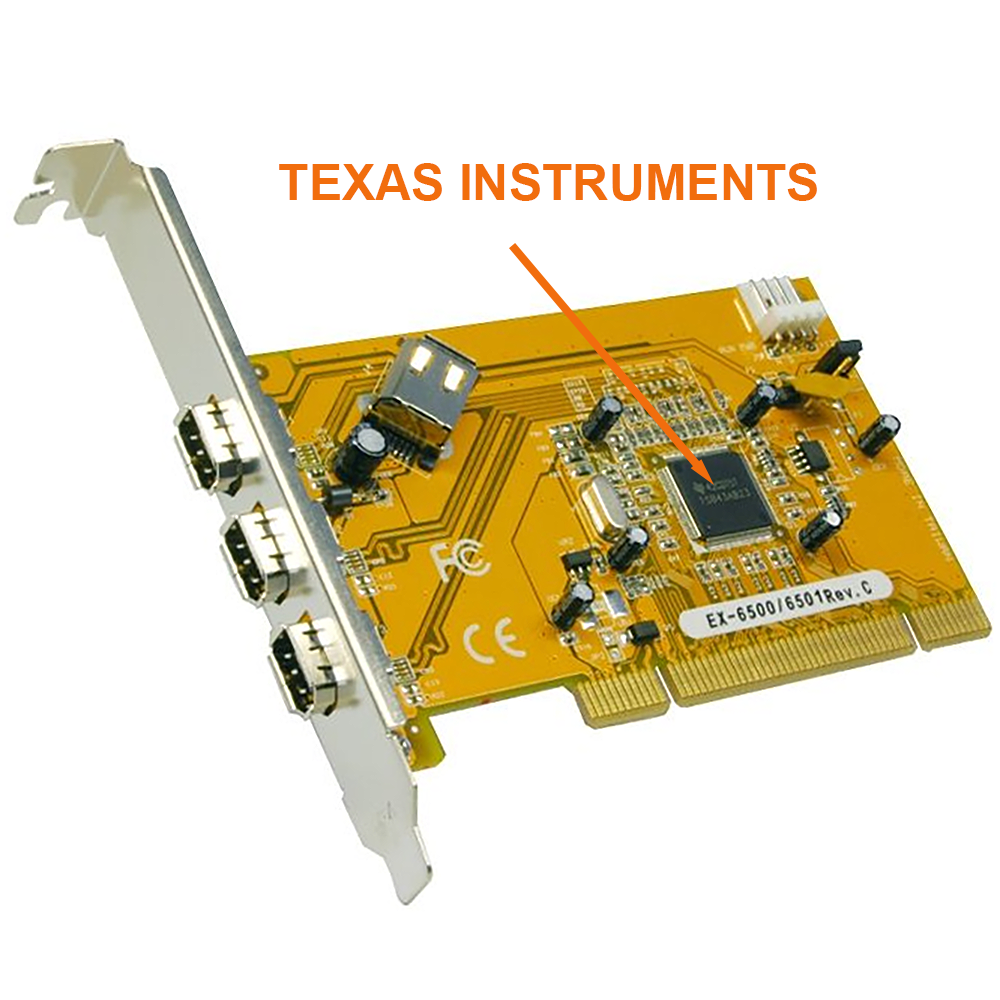 PCI card Firewire 400 with Texas Instruments chip 3+1 ports