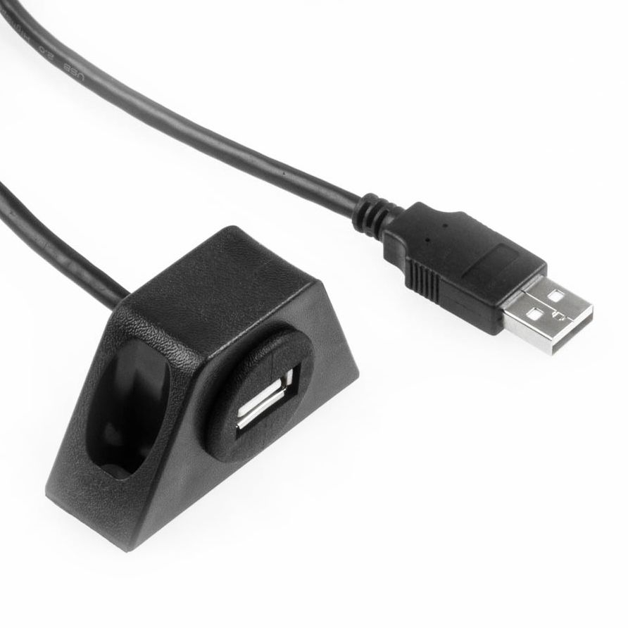 Mountable USB cable for round hole 2cm, length 2m