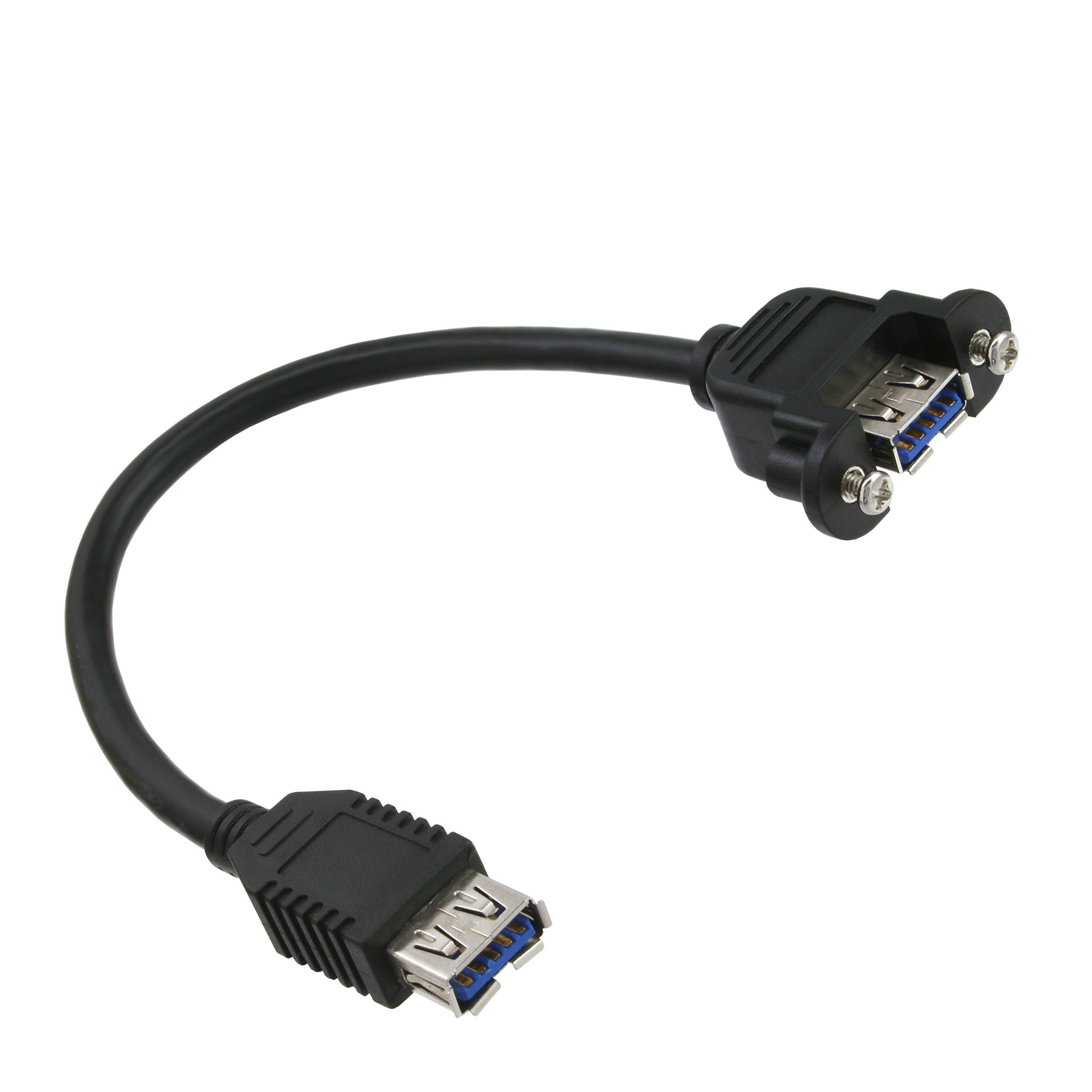 USB 3.0 Panel Mount Cable, A female with screws to A female, 20cm