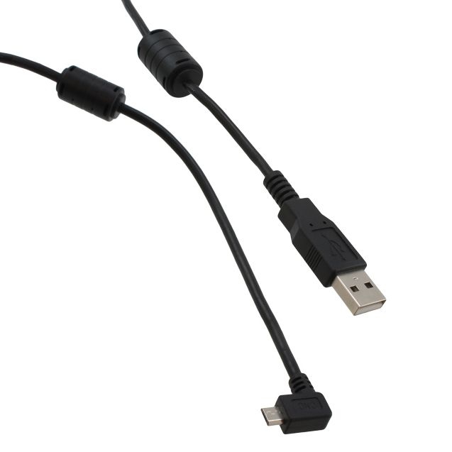 MICRO USB cable: A male to Micro B 90° ANGLED RIGHT 2x ferrite 50cm