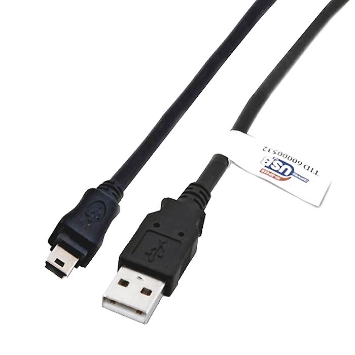 USB 2.0 cable: A to Mini-B, PREMIUM+ quality, 2 ferrite cores, extra thick 5V lines, 5m