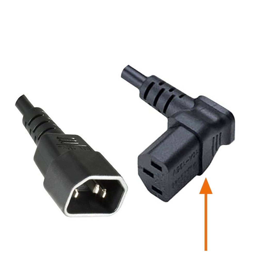 Power cord extension cable C13 angled to C14, 30cm