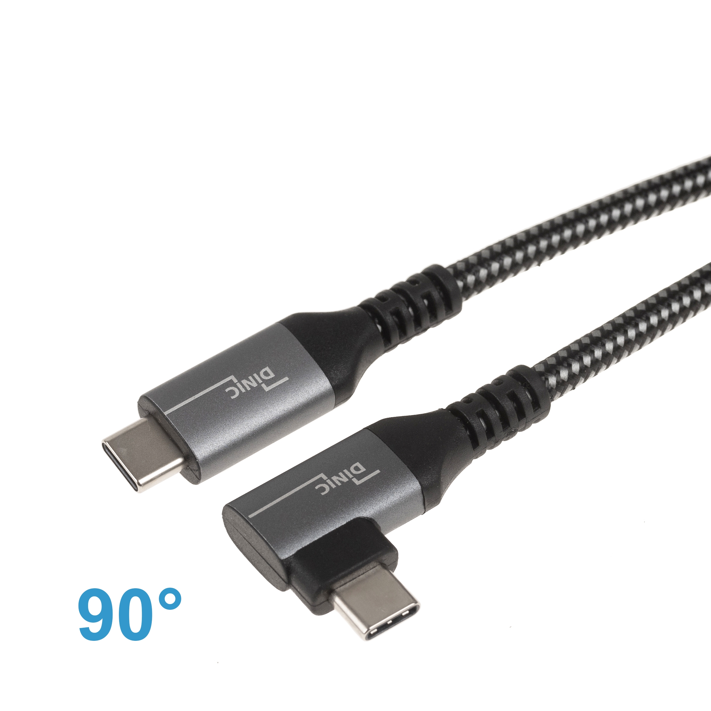 USB 4.0 cable, 1x Type-C™ angled 90°, 40 Gbps, 240 watts, 8K, 1m