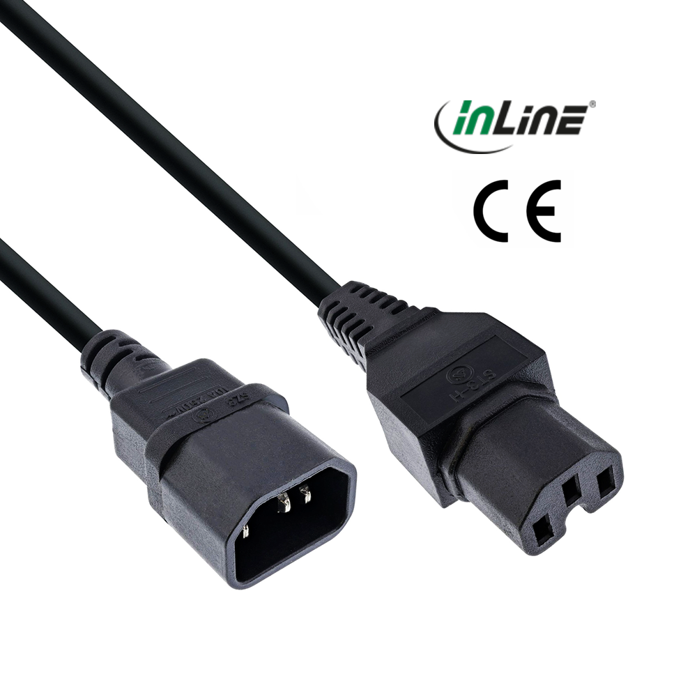 Power cable extention, hot condition conn. C15 to C14. 1m