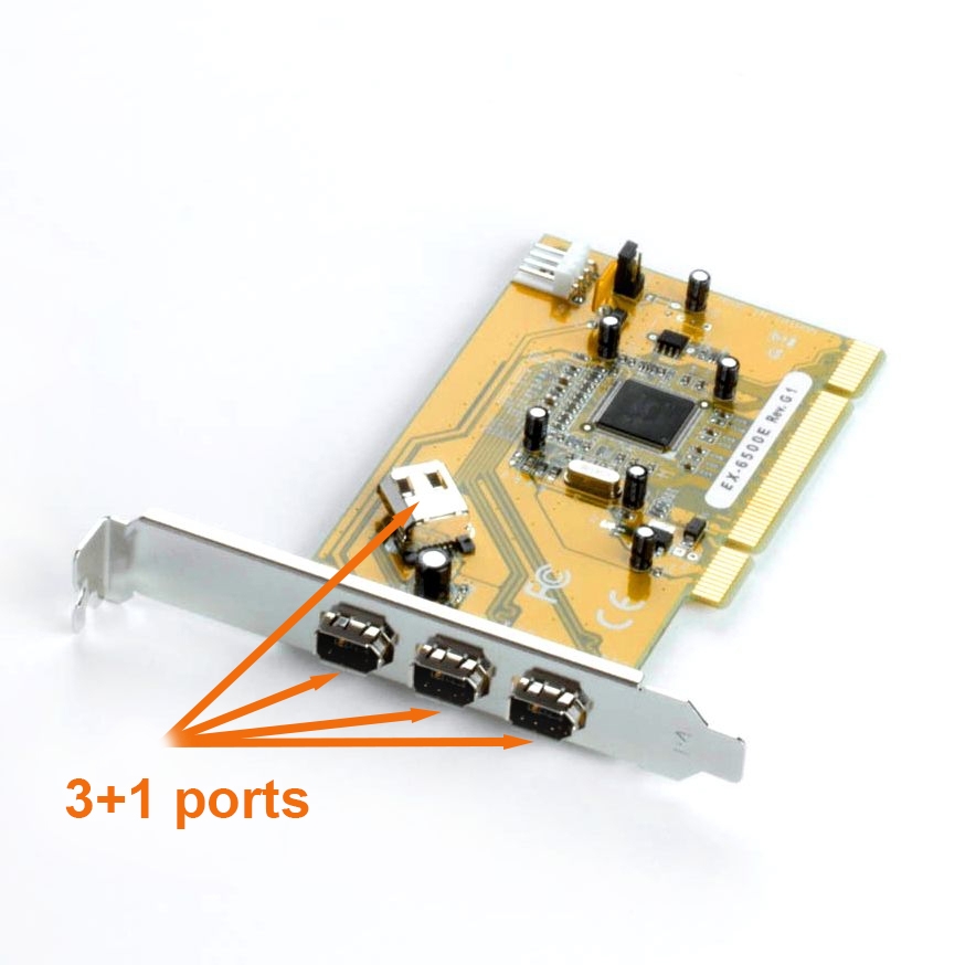 PCI card Firewire 400 with Texas Instruments chip 3+1 ports