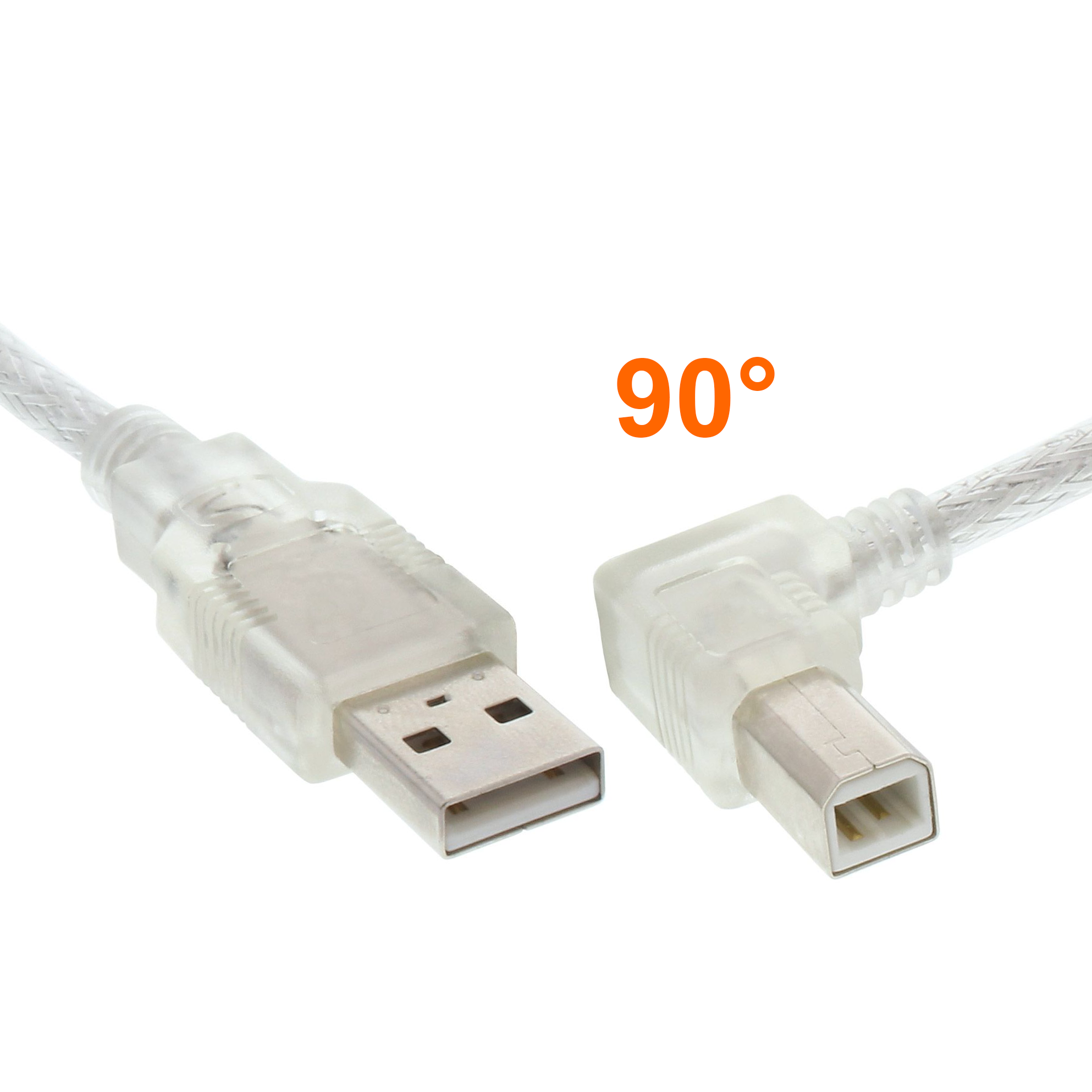 USB 2.0 cable with plug B 90° angled LEFT 1m