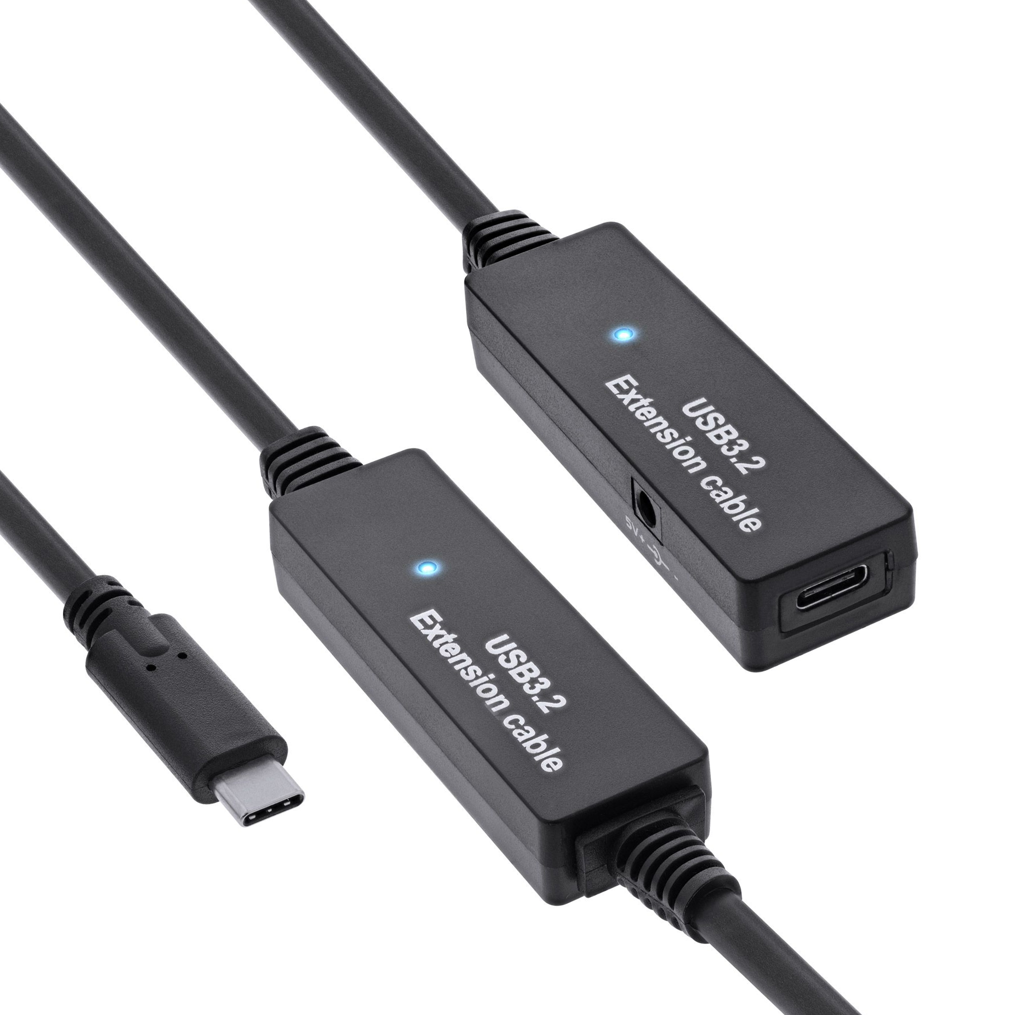 Active USB extension C to C, 5 Gbit/s, 10m, with power supply Active USB extension C to C, 5 Gbit/s, 10m, with power supply