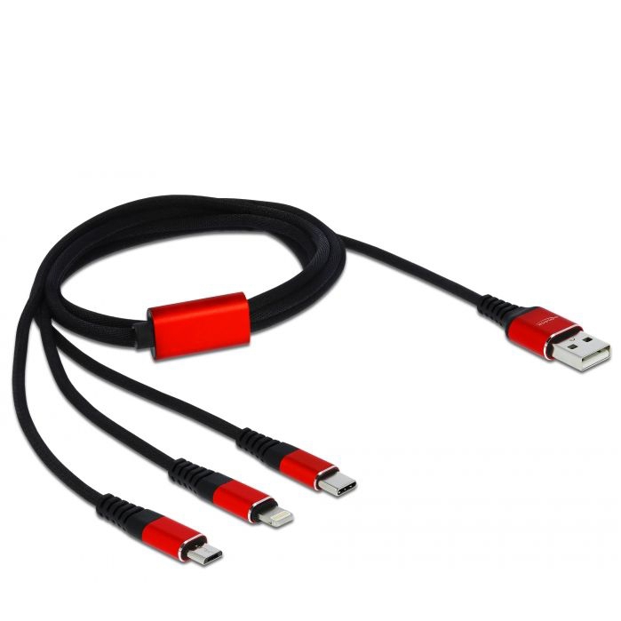 USB Charging Cable 3 in 1 for Lightning™ + Micro USB + USB Type-C™, 1m